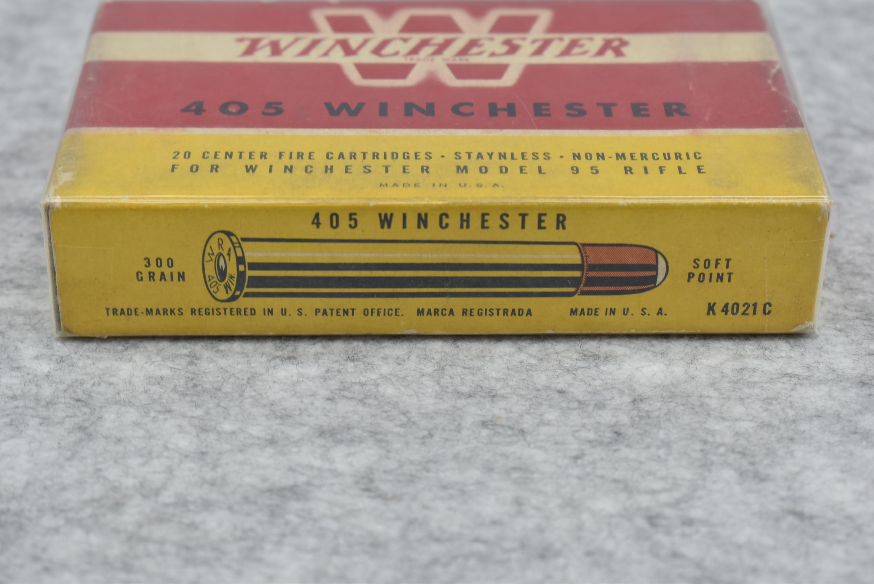 Winchester – 405 Win. 300gr. Soft Point Vintage Red/Yellow Box – Appears Factory Full & Wrapped in P