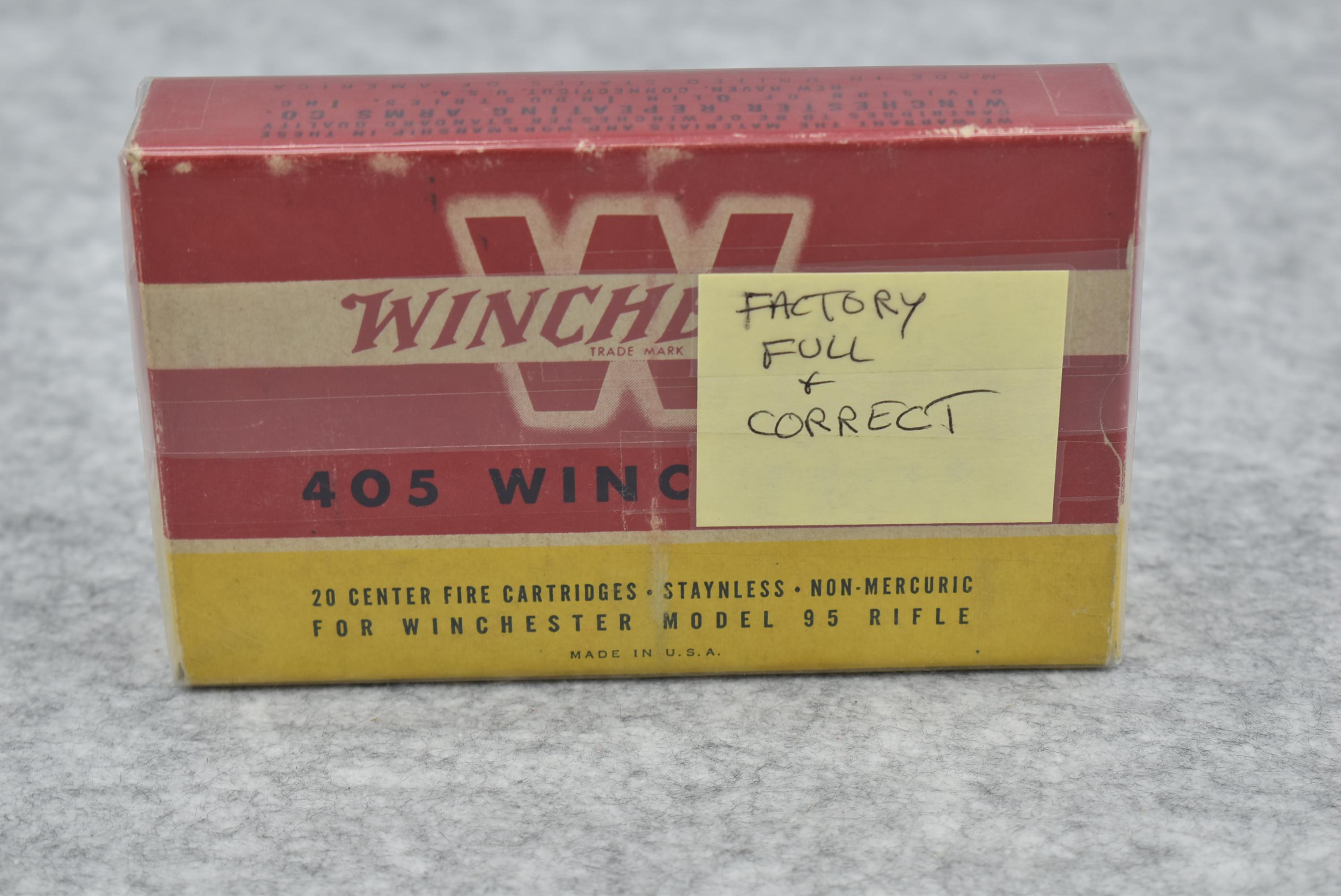 Winchester – 405 Win. 300gr. Soft Point Vintage Red/Yellow Box – Appears Factory Full & Wrapped in P
