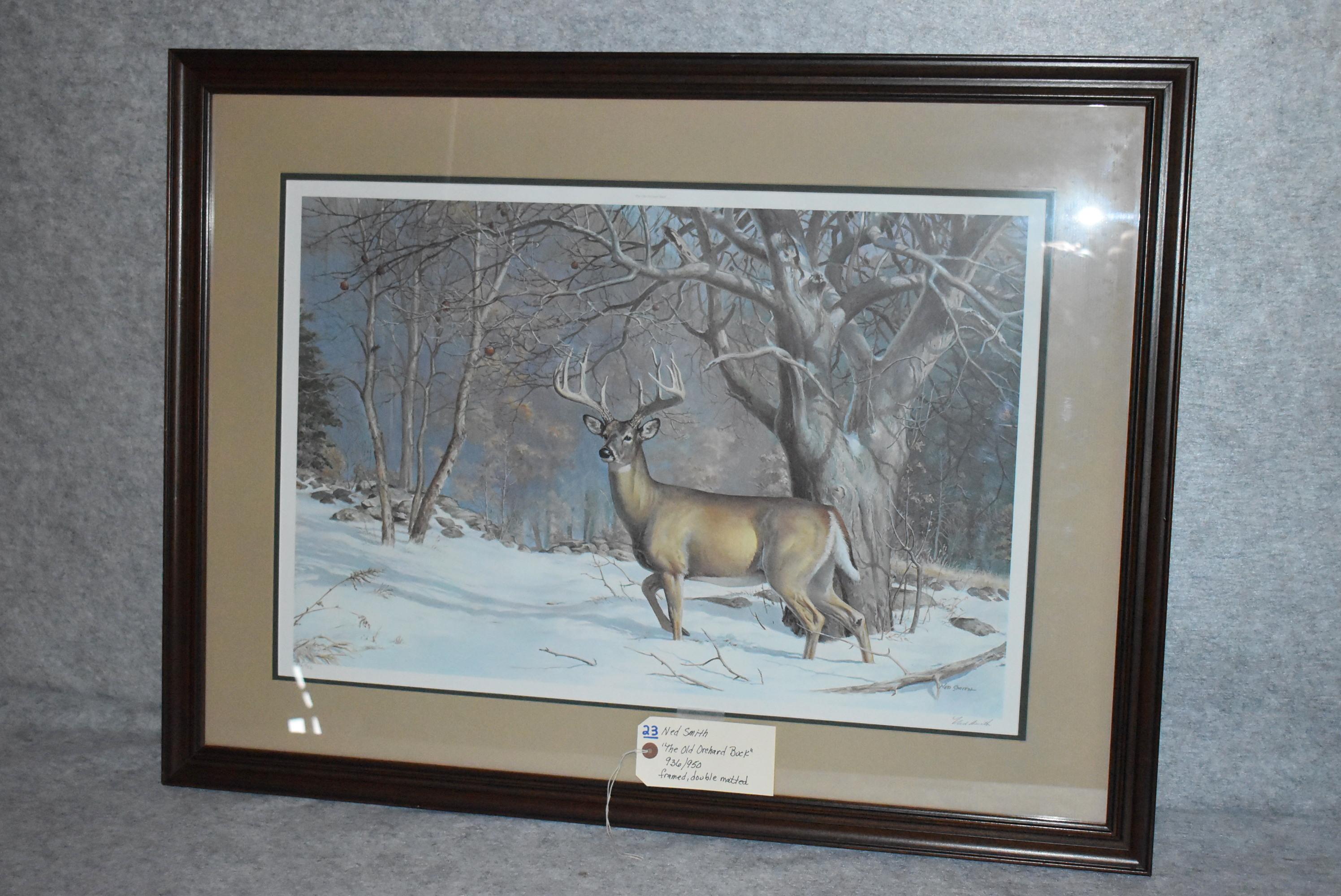 Ned Smith – “The Old Orchard Buck” – 936/950 – Framed & Double Matted Print