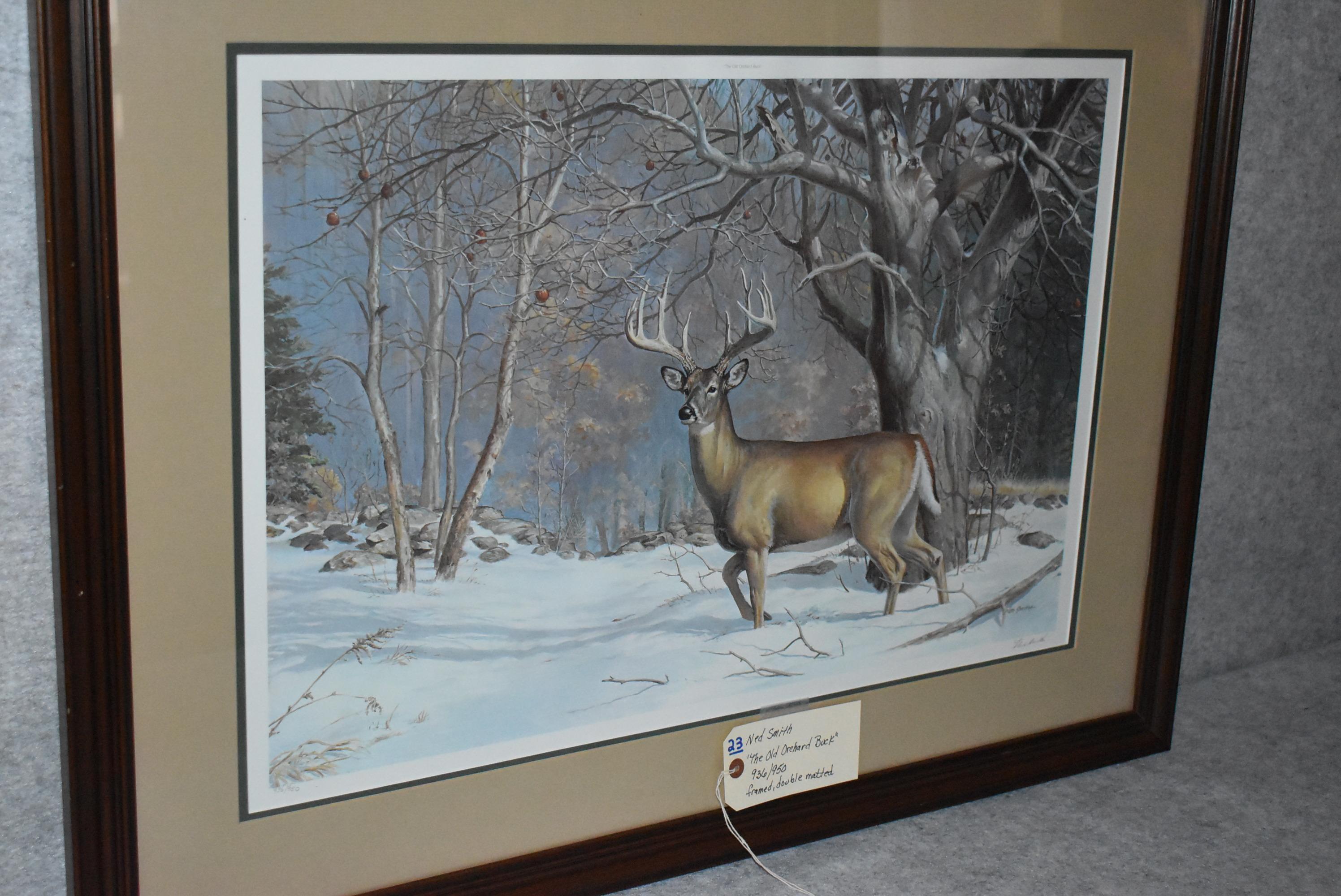 Ned Smith – “The Old Orchard Buck” – 936/950 – Framed & Double Matted Print