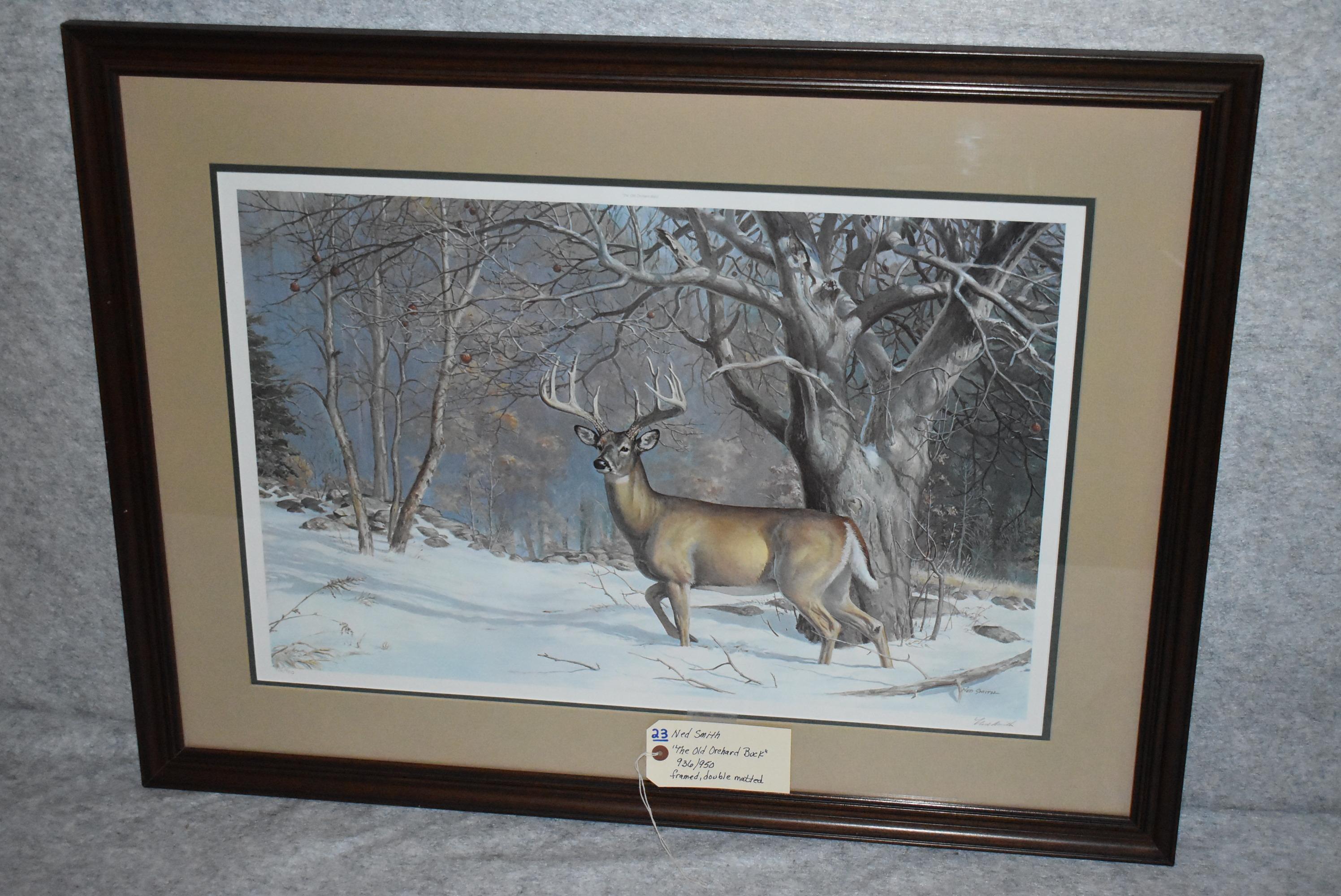 Ned Smith – “The Old Orchard Buck” – 936/950 – Framed & Double Matted Print
