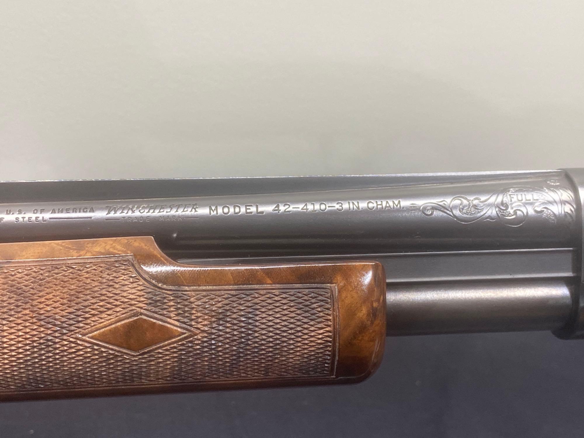 WINCHESTER MODEL 42 410 GA PIGEON GRADE SOLID RIB ENGRAVED WITH FOLD ENLAYS SN#66753