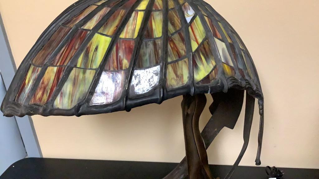 TIFFANY MYEDA FLYING LADY BRONZE TABLE LAMP