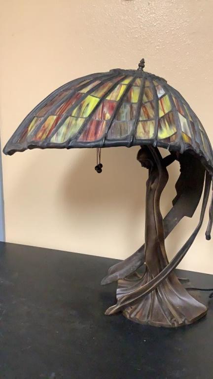 TIFFANY MYEDA FLYING LADY BRONZE TABLE LAMP