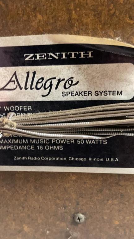 VINTAGE ZENITH ALLEGRO SPEAKER