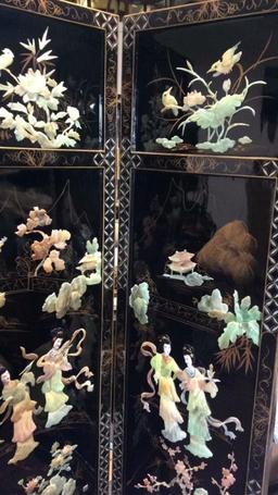BLACK LACQUER ASIAN FOLDING SCREEN
