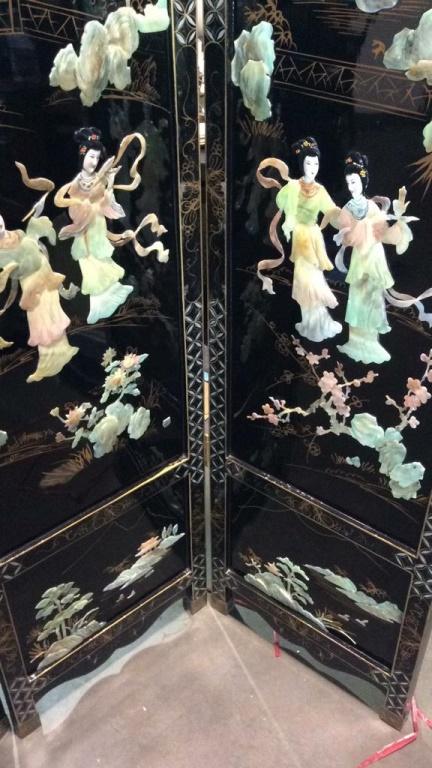 BLACK LACQUER ASIAN FOLDING SCREEN