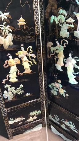 BLACK LACQUER ASIAN FOLDING SCREEN