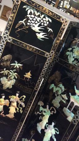 BLACK LACQUER ASIAN FOLDING SCREEN