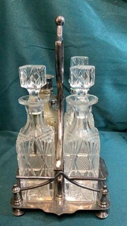 CRYSTAL AND SILVER CRUET SET