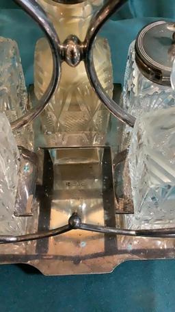 CRYSTAL AND SILVER CRUET SET