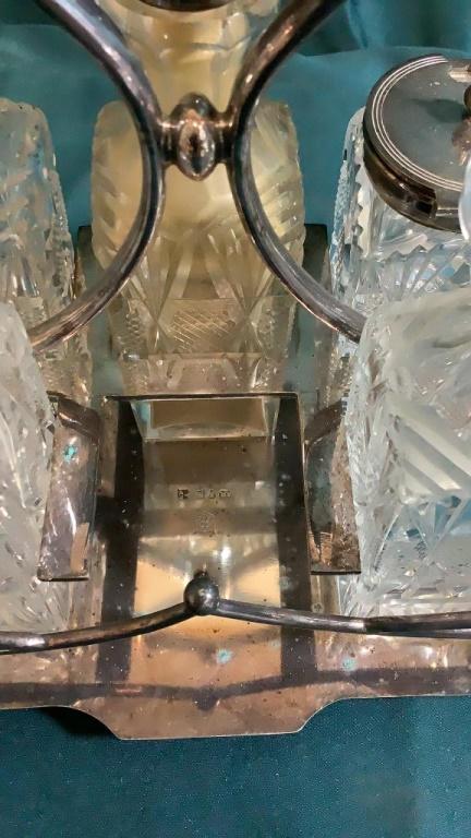 CRYSTAL AND SILVER CRUET SET