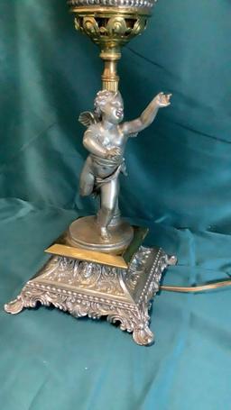 ANTIQUE B&H CHERUB LUSTER LAMP