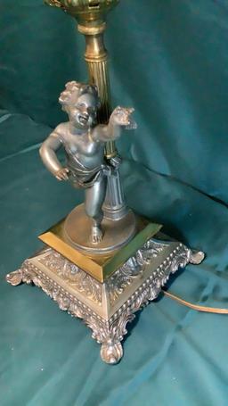 ANTIQUE B&H CHERUB LUSTER LAMP