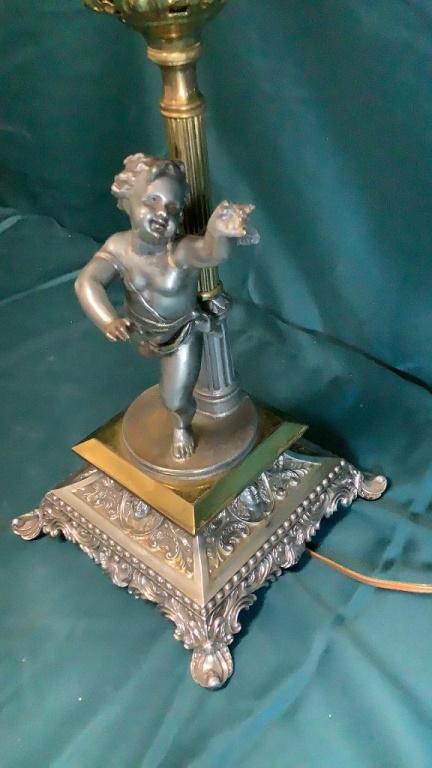 ANTIQUE B&H CHERUB LUSTER LAMP