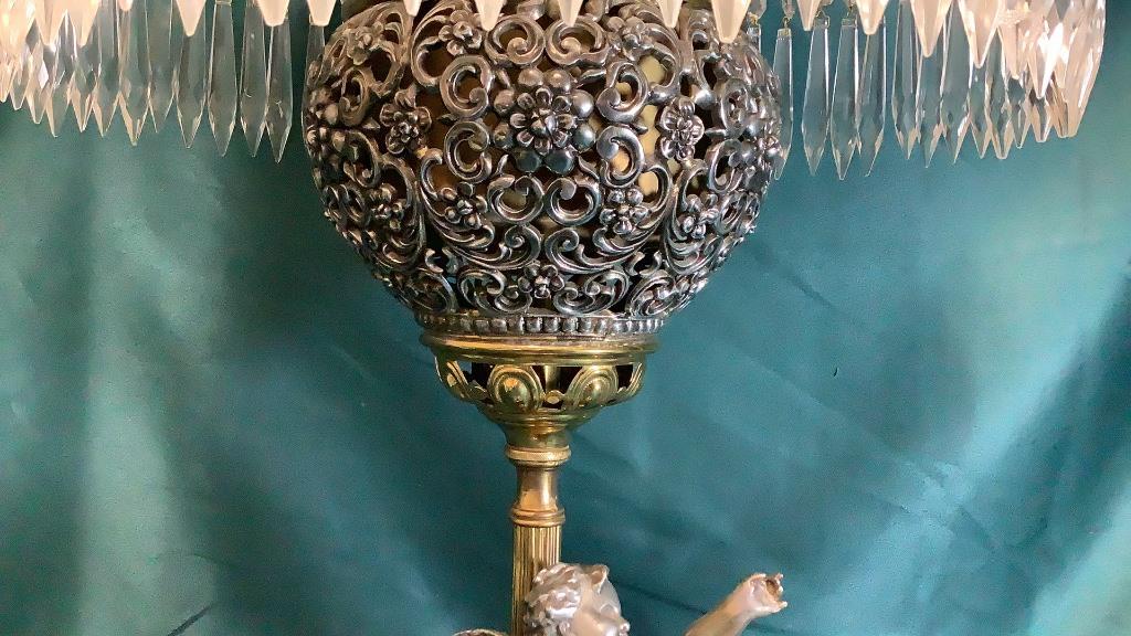 ANTIQUE B&H CHERUB LUSTER LAMP