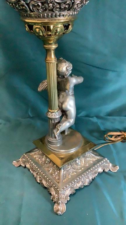 ANTIQUE B&H CHERUB LUSTER LAMP