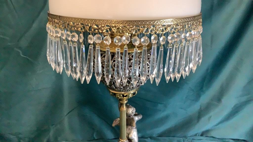 ANTIQUE B&H CHERUB LUSTER LAMP