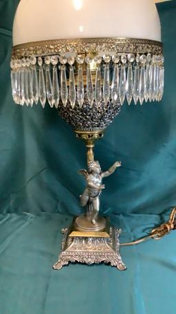 ANTIQUE B&H CHERUB LUSTER LAMP
