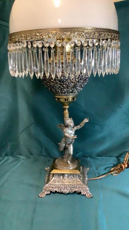ANTIQUE B&H CHERUB LUSTER LAMP