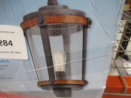 KICHLER BLACK AND WOOD RUSTIC POST LIGHT