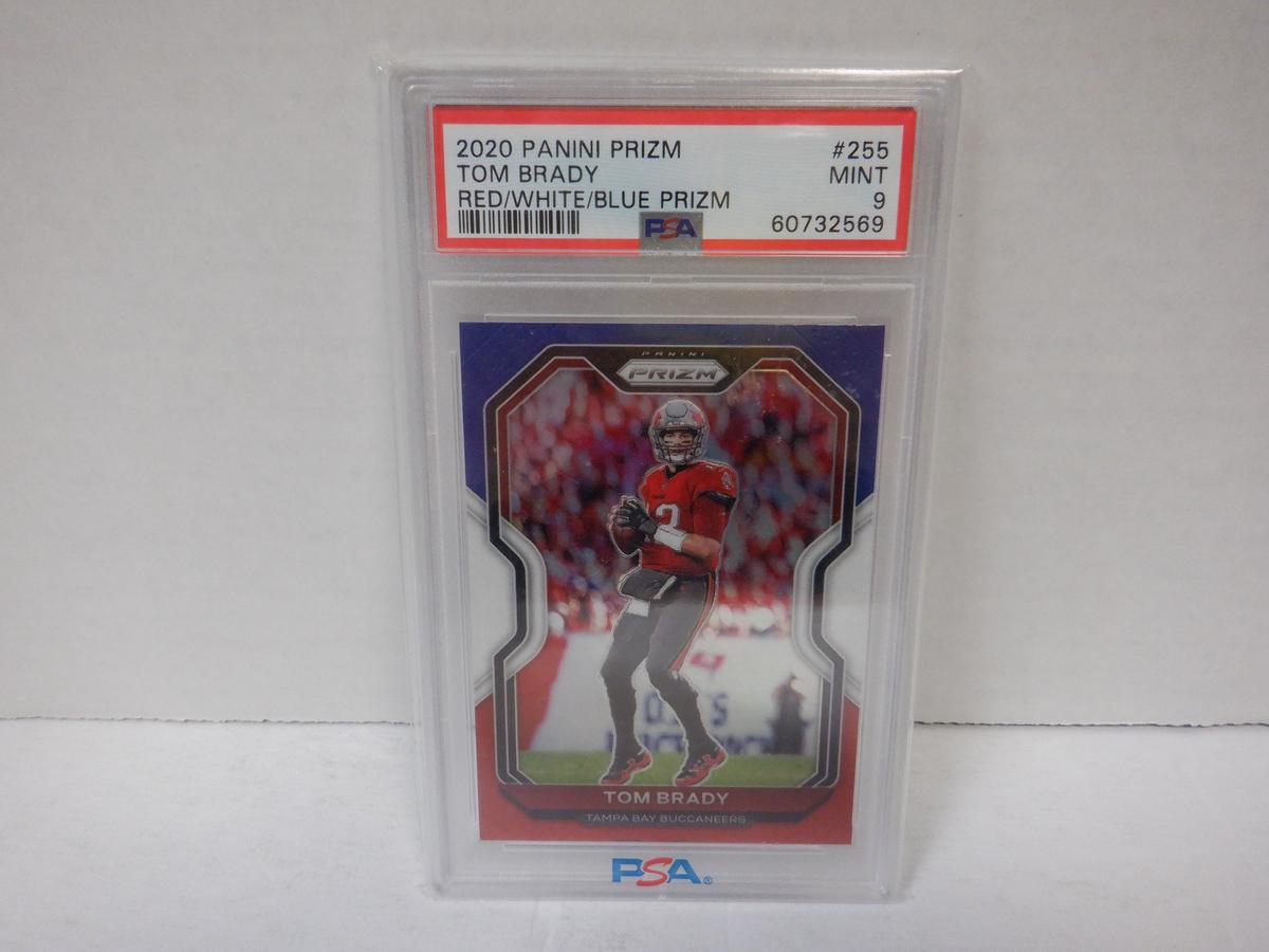 2020 PANINI PRIZM #255 TOM BRADY RED WHITE BLUE PRIZM PSA 9