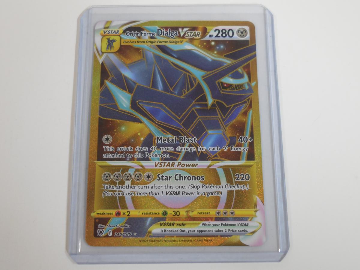 RARE 2022 POKEMON GOLD FOIL 210/189 STAR ORIGIN FORME DIAGLA V STAR HARD TO FIND