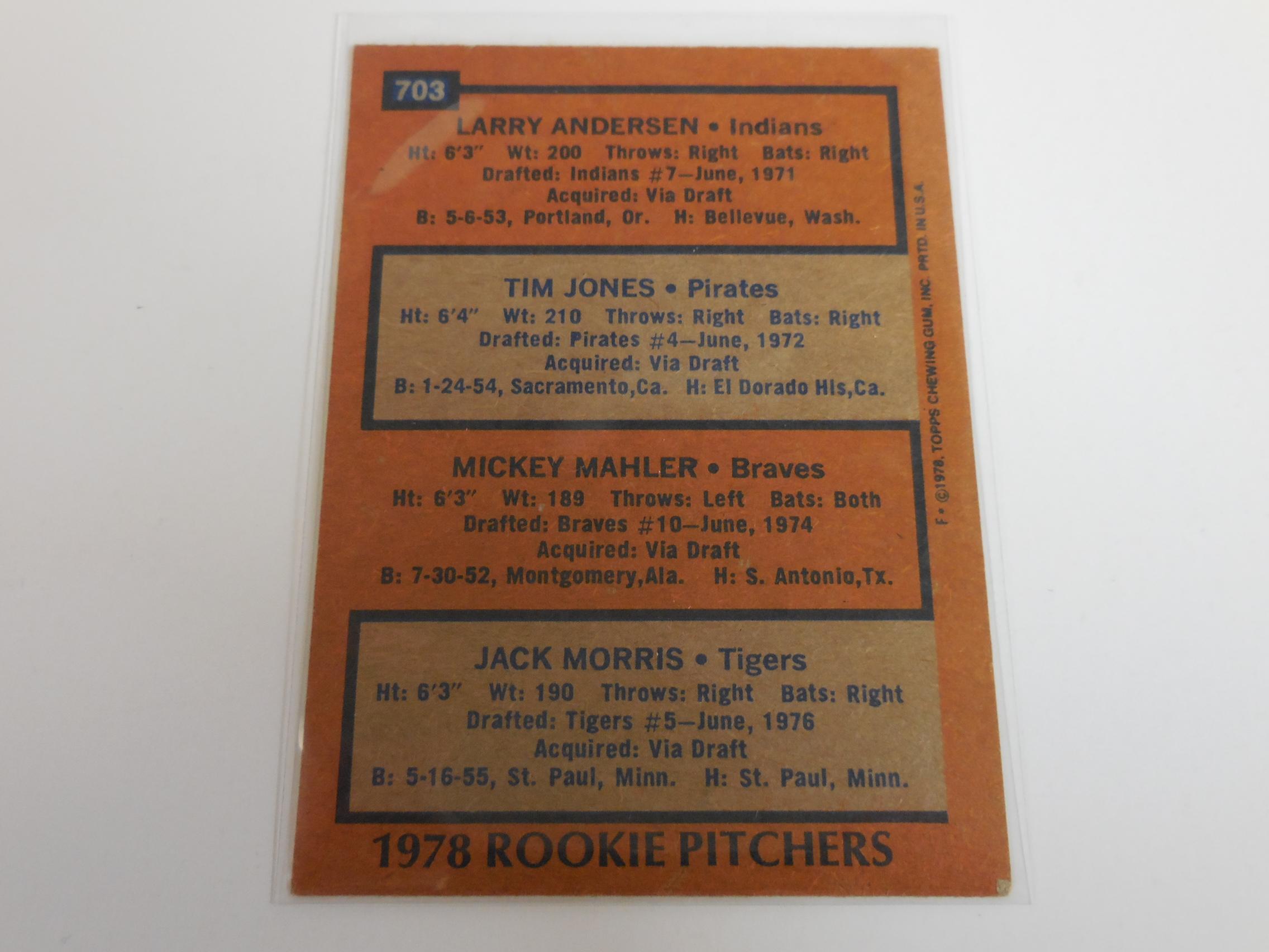 1978 TOPPS BASEBALL #703 JACK MORRIS ROOKIE CARD RC