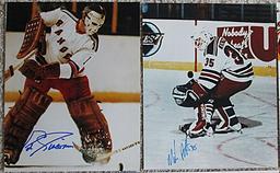 Lot Of (6) Signed Hockey Photos Cheevers, Gilbert, Giacomin, Richter etc