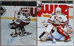 Lot Of (6) Signed Hockey Photos Cheevers, Gilbert, Giacomin, Richter etc