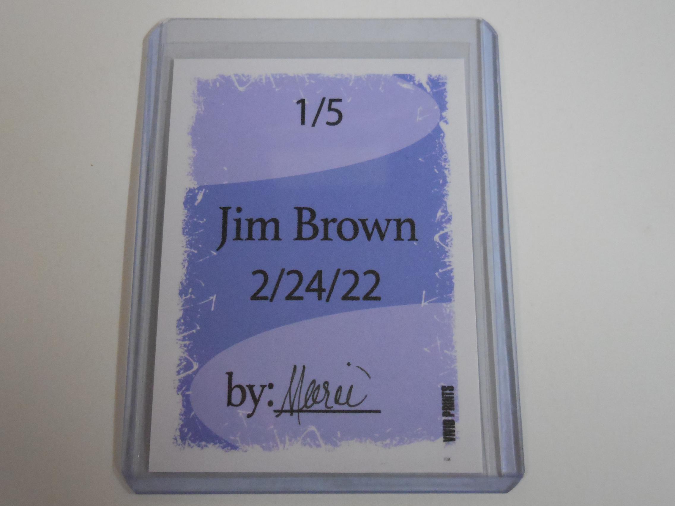 2022 VIVID PRINTS JIM BROWN ART CARD #'D 1/5 ONLY 5 MADE CLEVELAND BROWNS