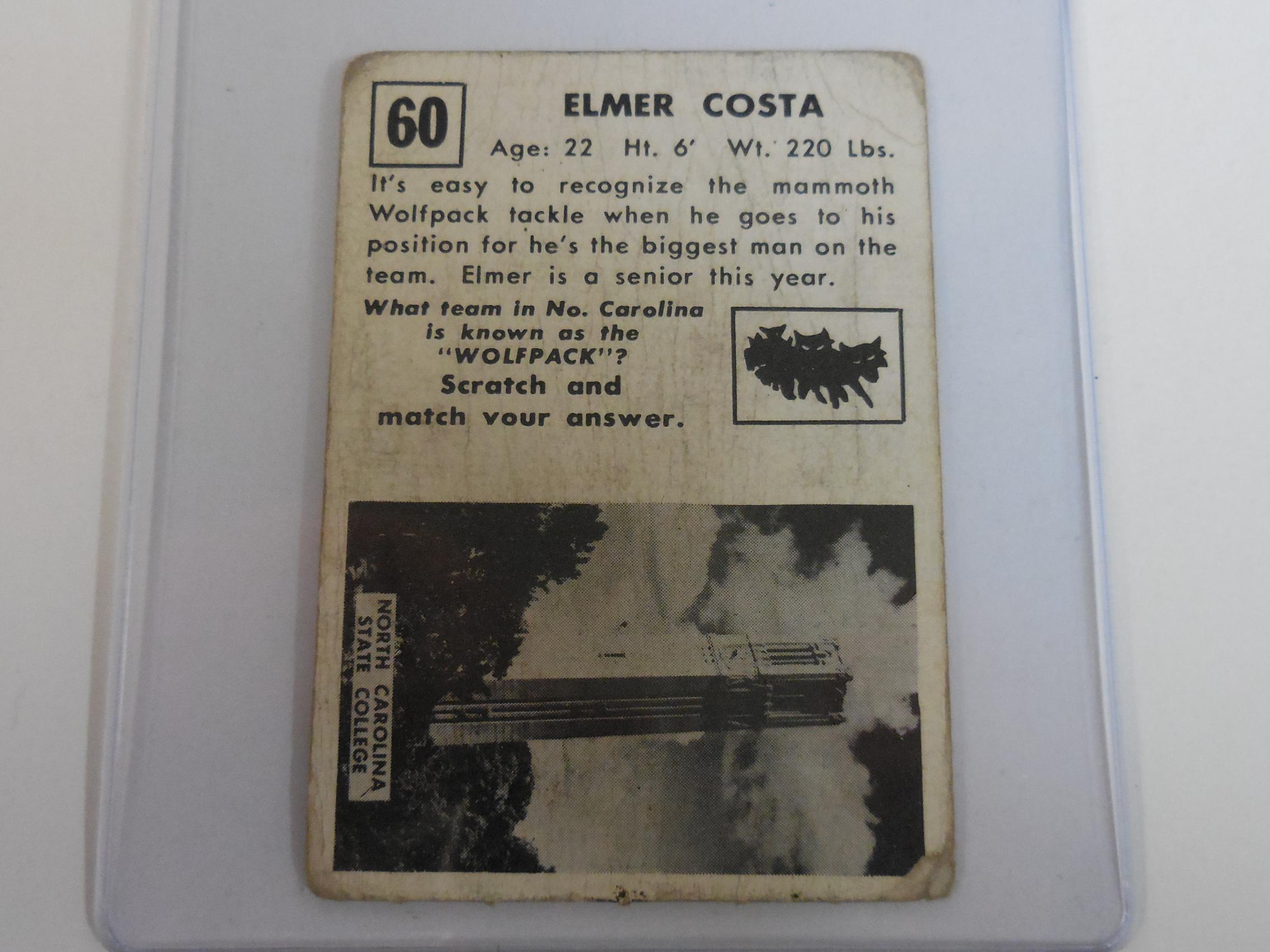 RARE 1951 TOPPS MAGIC #60 ELMER COSTA ROOKIE CARD NORTH CAROLINA STATE