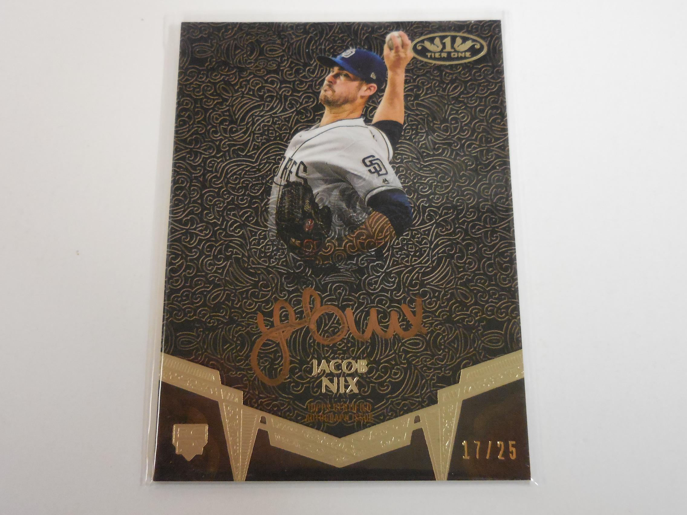 2019 TOPPS TIER ONE JACOB NIX AUTOGRAPHED ROOKIE CARD #'D 17/25 PADRES