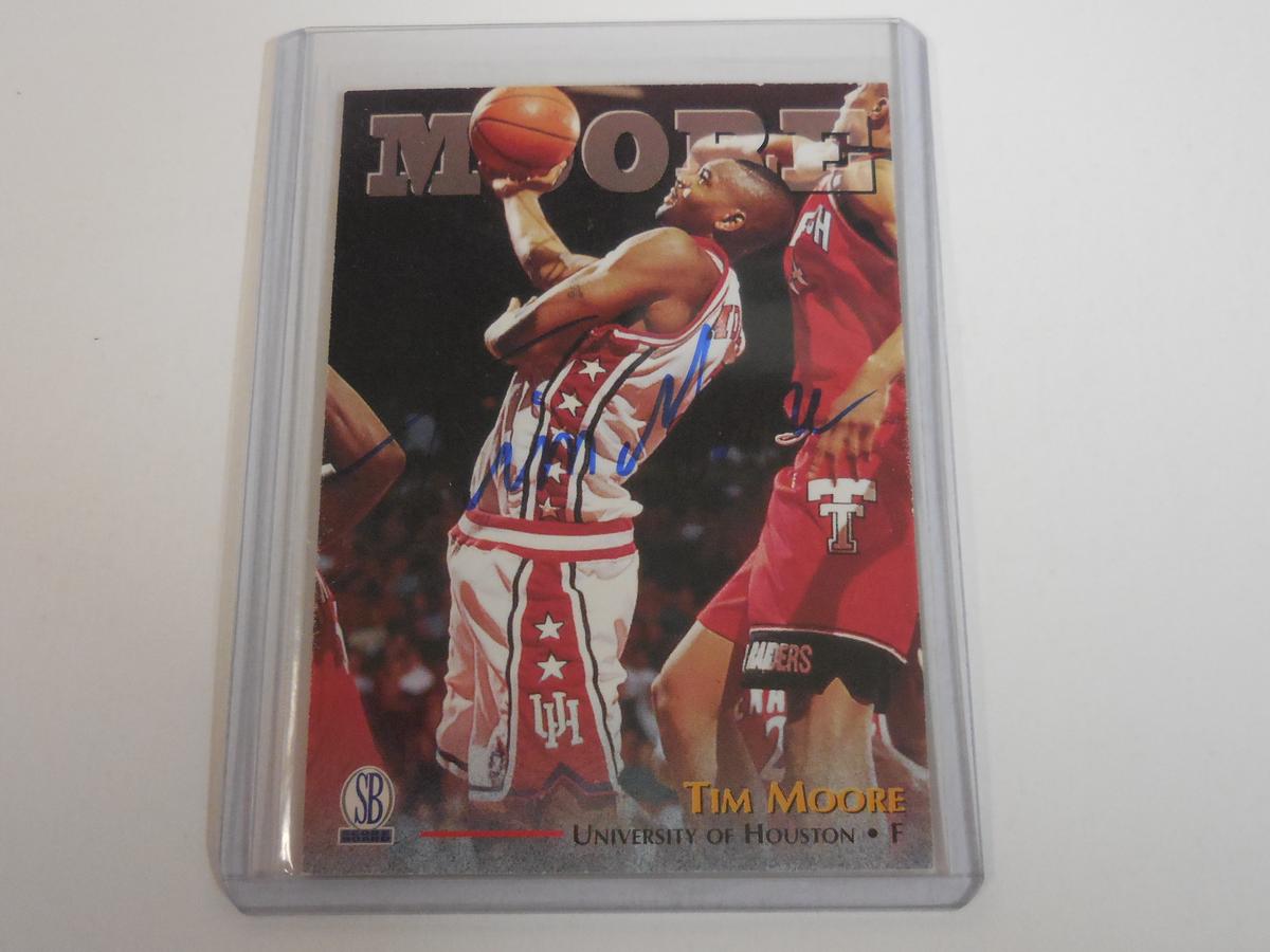 1997 SCORE BOARD TIM MOORE AUTOGRAPHED ROOKIE CARD HOUSTON