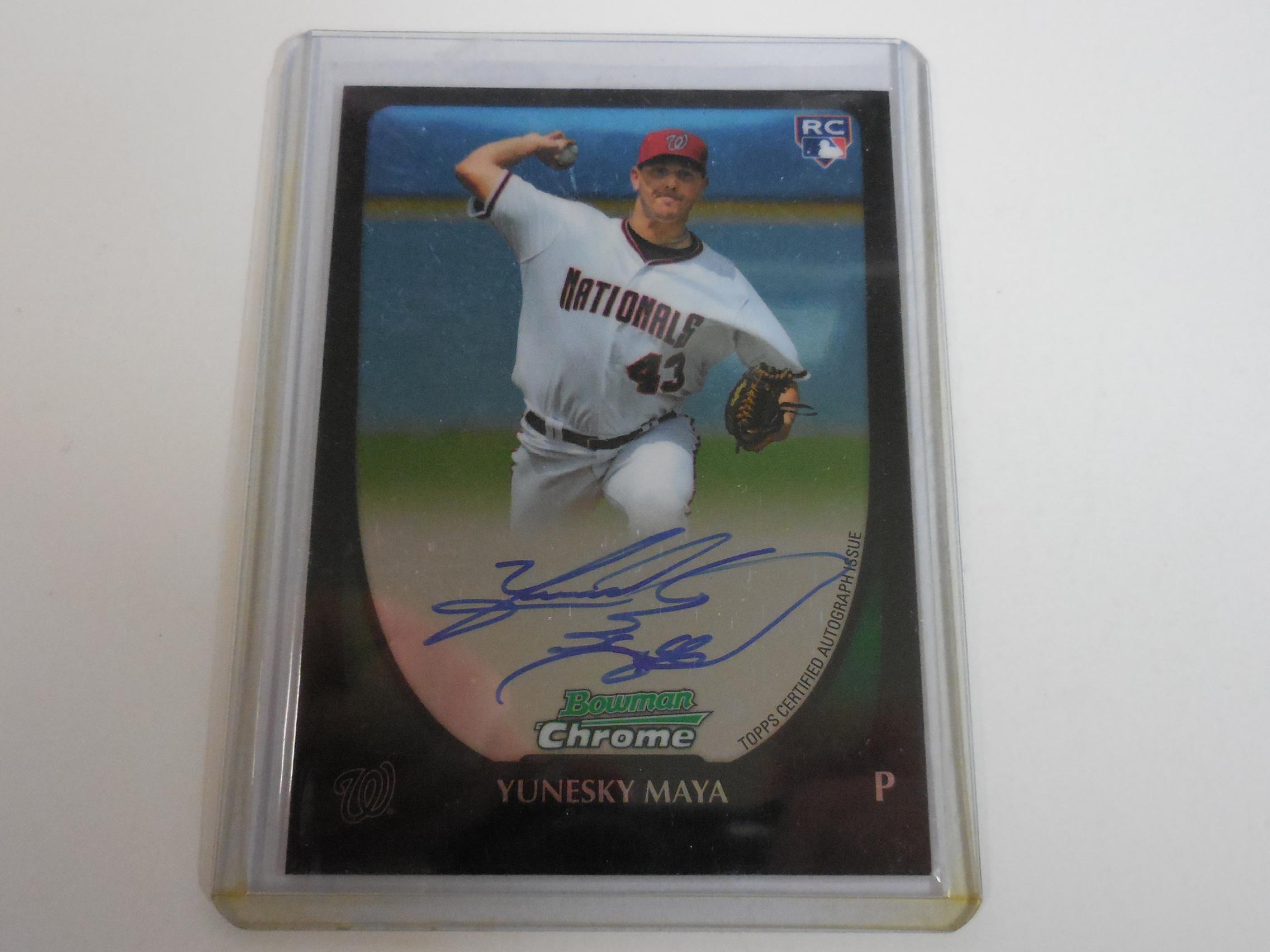 2011 BOWMAN CHROME YUNESKY MAYA AUTOGRAPHED ROOKIE CARD