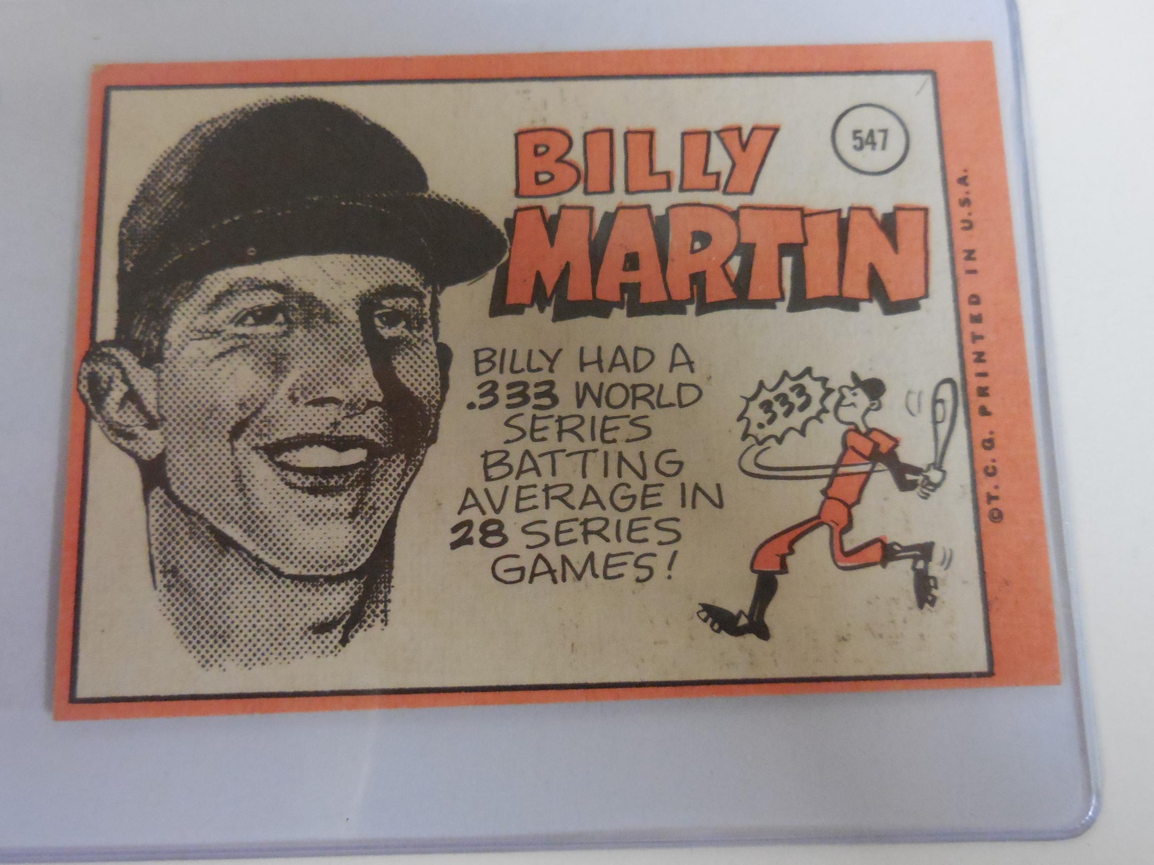 1969 TOPPS BASEBALL #547 BILLY MARTIN HIGH NUMBER MINNESOTA TWINS