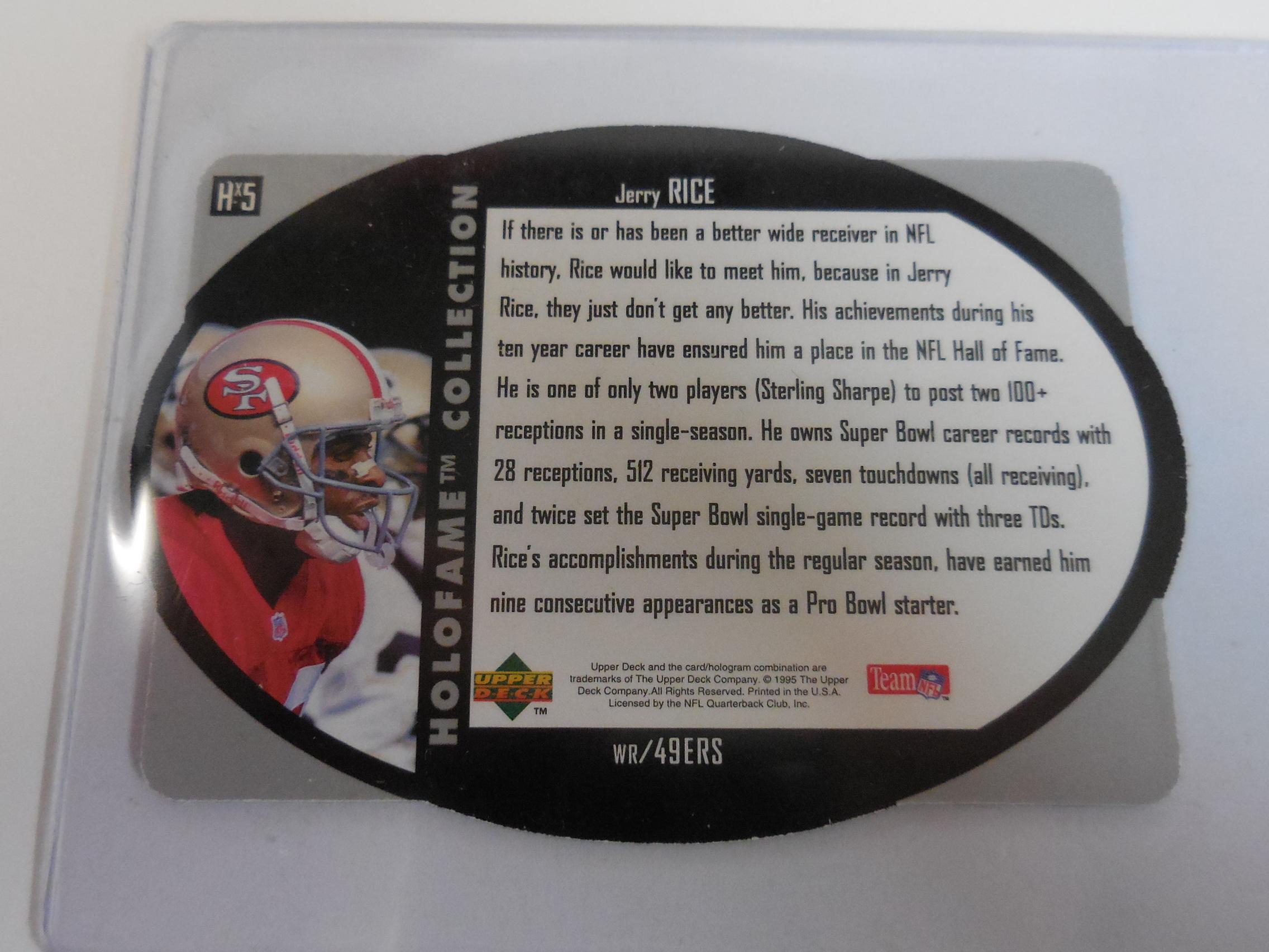 1996 UPPER DECK SPX JERRY RICE HOLOFAME COLLECTION DIE CUT HOLOGRAM 49ERS