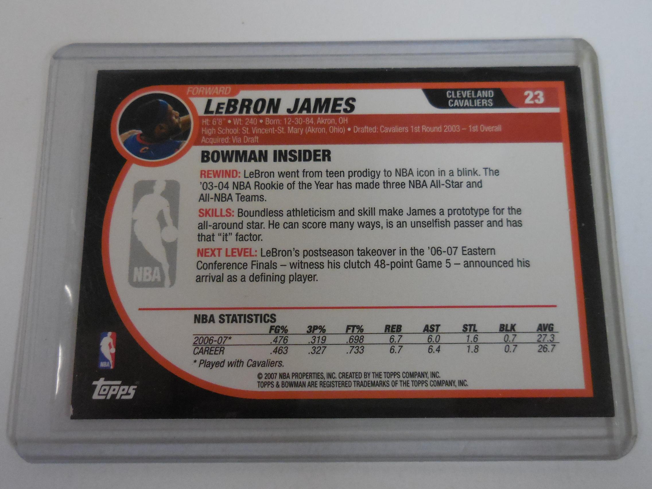 2007-08 BOWMAN DRAFT PICKS #23 LEBRON JAMES CLEVELAND CAVALIERS