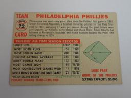 1956 TOPPS BASEBALL #72 PHILADELPHIA PHILLIES WHITE BACK TEAM CARD NICE