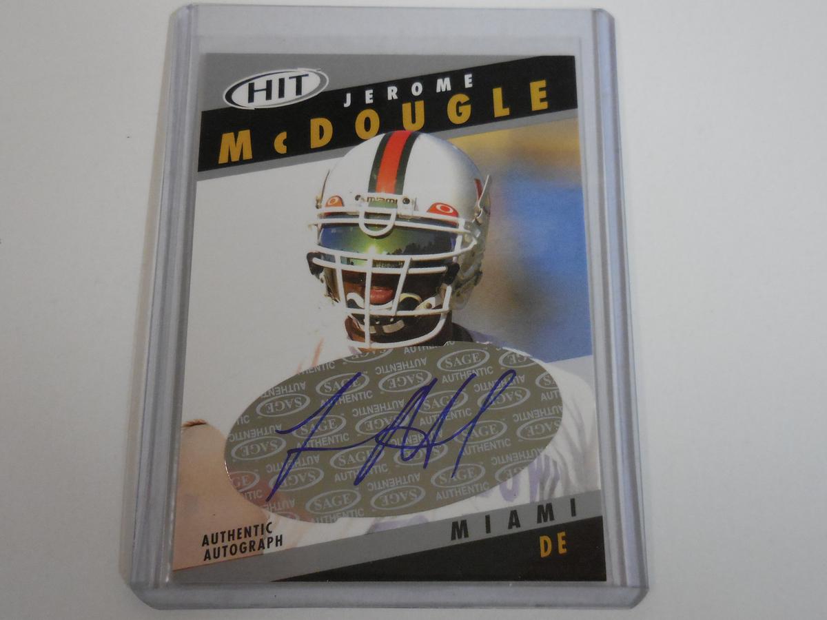 2003 SAGE HIT JEROME MCDOUGLE AUTOGRAPHED ROOKIE CARD MIAMI HURRICANES