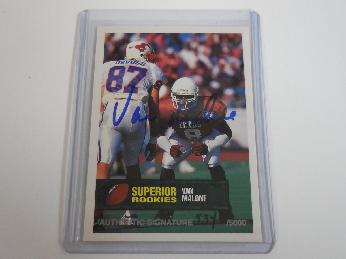 1994 SUPERIOR ROOKIES VAN MALONE AUTOGRAPHED ROOKIE CARD TEXAS LONGHORNS