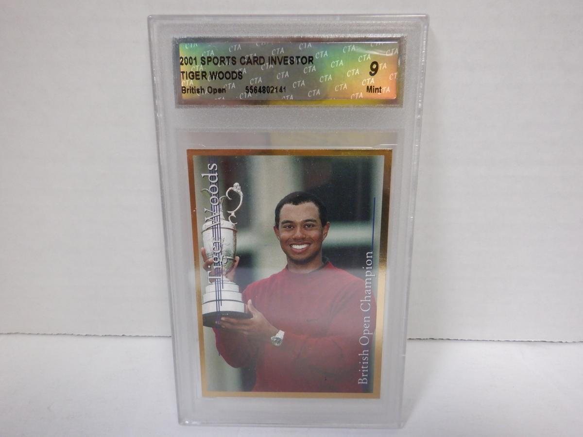 2001 SPORTS CARD INVESTOR TIGER WOODS BRITISH OPEN RC CTA 9