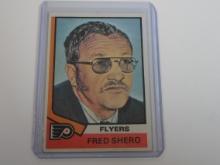 1974-75 TOPPS HOCKEY #21 FRED SHERO ROOKIE CARD FLYERS COACH RC