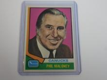 1974-75 TOPPS HOCKEY #104 PHIL MALONEY ROOKIE CARD CANUCKS RC COACH
