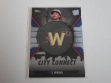 2023 TOPPS SERIES ONE CJ ABRAMS CITY CONNECT CAP PATCH CARD #D 008/299 NATIONALS