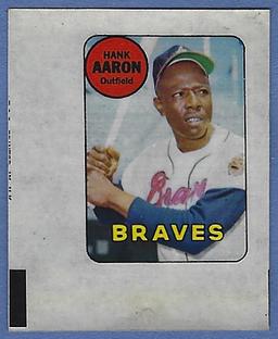 1969 Topps Decals Insert Hank Aaron Atlanta Braves