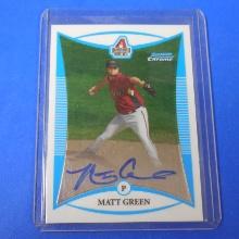 2008 BOWMAN CHROME MATT GREEN AUTOGRAPHED ROOKIE CARD DIAMONDBACKS