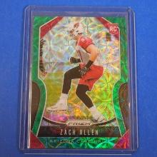 2019 PANINI PRIZM ZACH ALLEN GREEN SCOPE PRIZM ROOKIE CARD #D 54/75 CARDINALS