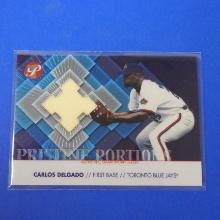 2002 TOPPS PRISTINE CARLOS DELGADO GAME USED JERSEY CARD #D 0423/1000 BLUE JAYS