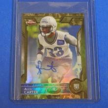 2015 TOPPS CHROME MINI ALEX CARTER AUTOGRAPHED ROOKIE CARD CAMO REFRACTOR LIONS